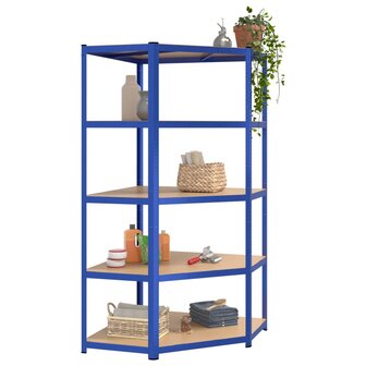 Hoekrek 5-laags staal en bewerkt hout blauw 3