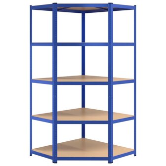 Hoekrek 5-laags staal en bewerkt hout blauw 4