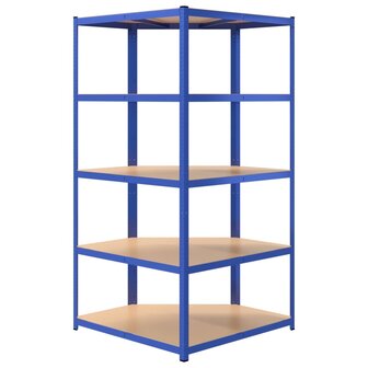 Hoekrek 5-laags staal en bewerkt hout blauw 6