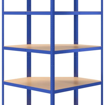 Hoekrek 5-laags staal en bewerkt hout blauw 8