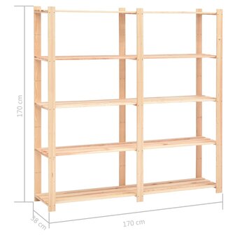 Opbergrek 5-laags 170x38x170 cm massief grenenhout 500 kg 7