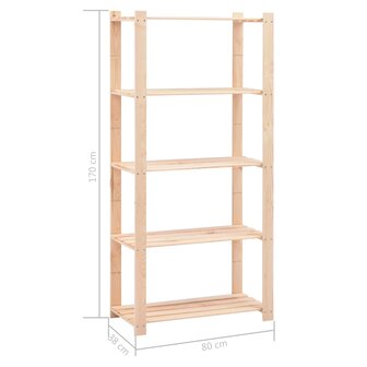 Opbergrekken 5-laags 2 st 80x38x170 cm grenenhout 250 kg 8