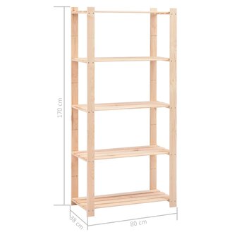 Opbergrekken 5-laags 3 st 80x38x170 cm grenenhout 250 kg 8