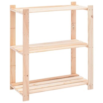 Opbergrekken 3-laags 3 st 80x38x90 cm massief grenenhout 150 kg 3