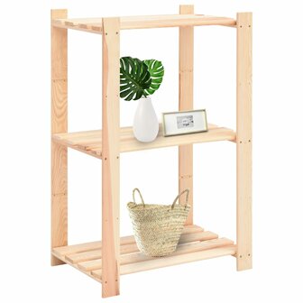 Opbergrekken 3-laags 2 st 60x38x90 cm massief grenenhout 150 kg 2