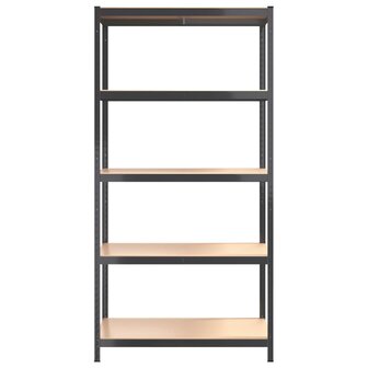 Opbergrek 5-laags 3 st staal &amp; bewerkt hout antracietkleurig 5