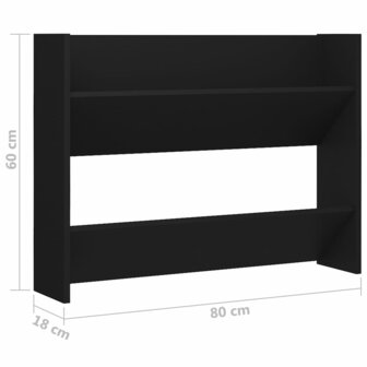 Wandschoenenkast 80x18x60 cm spaanplaat zwart 6