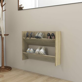 Wandschoenenkast 80x18x60 cm spaanplaat sonoma eikenkleurig 1