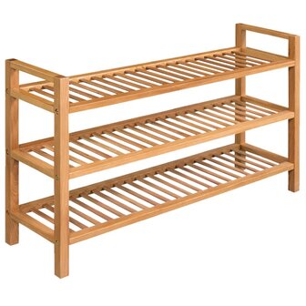 Schoenenrek met 3 schappen 100x27x60 cm massief eikenhout 1