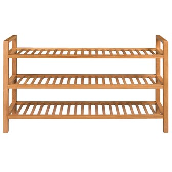 Schoenenrek met 3 schappen 100x27x60 cm massief eikenhout 2