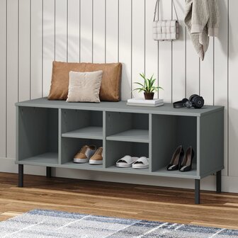 Schoenenrek met metalen poten OSLO 106x35x45 cm grenen grijs 1