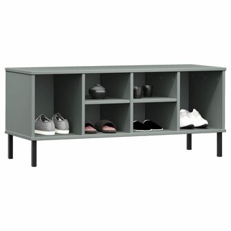 Schoenenrek met metalen poten OSLO 106x35x45 cm grenen grijs 3