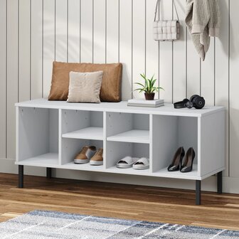 Schoenenrek met metalen poten OSLO 106x35x45 cm grenenhout wit 1