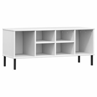 Schoenenrek met metalen poten OSLO 106x35x45 cm grenenhout wit 2