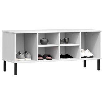 Schoenenrek met metalen poten OSLO 106x35x45 cm grenenhout wit 3