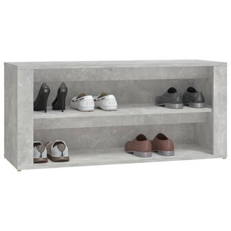 Schoenenrek 100x35x45 cm bewerkt hout betongrijs 4