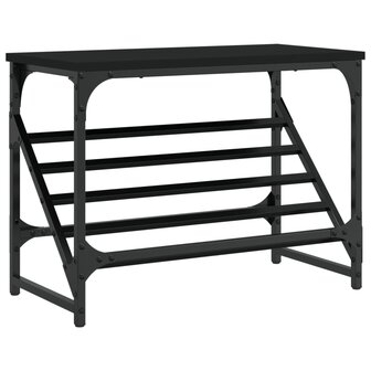 Schoenenrek 60x30x45 cm bewerkt hout zwart 2