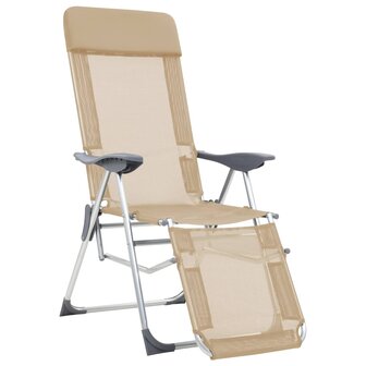 Campingstoelen met voetensteun 2 st inklapbaar textileen cr&egrave;me 2