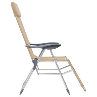 Campingstoelen met voetensteun 2 st inklapbaar textileen cr&egrave;me 5