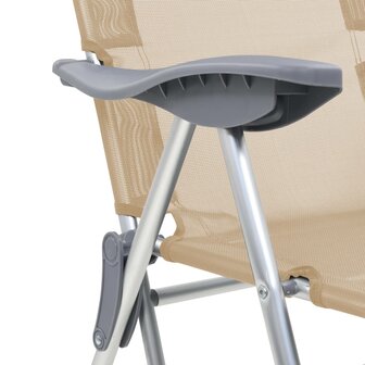 Campingstoelen met voetensteun 2 st inklapbaar textileen cr&egrave;me 8