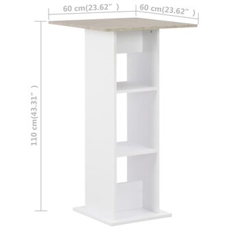 Bartafel 60x60x110 cm wit en betonkleurig 6