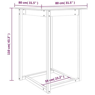 Bartafel 80x80x110 cm massief grenenhout honingbruin 7