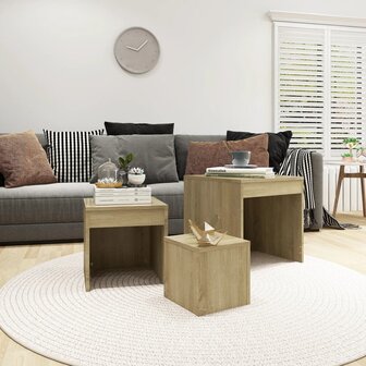 3-delige Tafeltjesset spaanplaat sonoma eikenkleurig 3