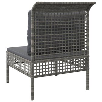 Tuinmiddenbank met kussens poly rattan grijs 6