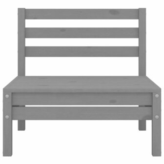 Tuinmiddenbank massief grenenhout grijs 2