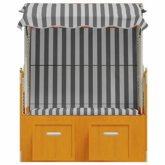 Strandstoel met luifel poly rattan en massief hout wit en grijs 5