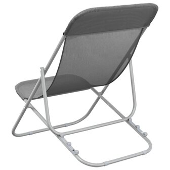 Strandstoelen 2 st textileen en gepoedercoat staal grijs 6
