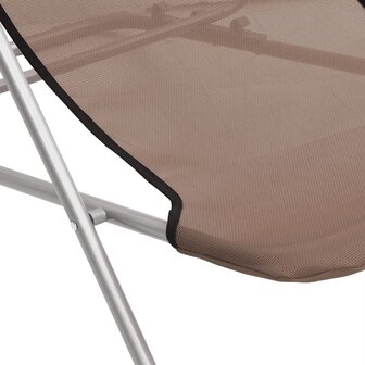 Strandstoelen 2 st textileen en gepoedercoat staal bruin 10