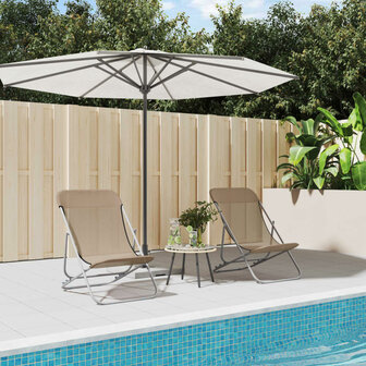 Strandstoelen 2 st textileen en gepoedercoat staal taupe 1