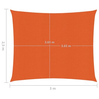Zonnezeil 160 g/m&sup2; 2,5x3 m HDPE oranje 6