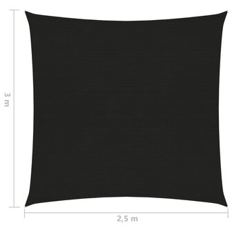 Zonnezeil 160 g/m&sup2; 2,5x3 m HDPE zwart 6