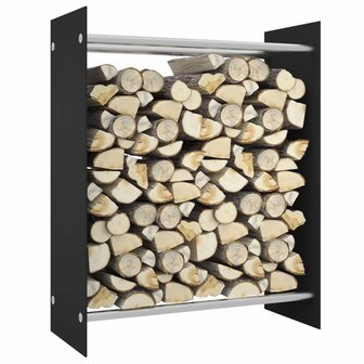 Haardhoutrek 80x35x100 cm gehard glas zwart 1