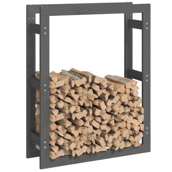 Haardhoutrek 80x25x100 cm massief grenenhout grijs 4