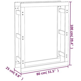 Haardhoutrek 80x25x100 cm massief grenenhout grijs 8