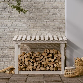 Haardhoutrek 108x64,5x77 cm massief grenenhout wit 3