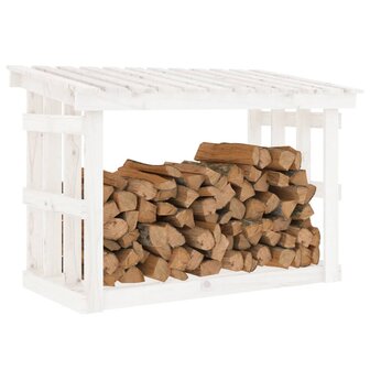 Haardhoutrek 108x64,5x77 cm massief grenenhout wit 4