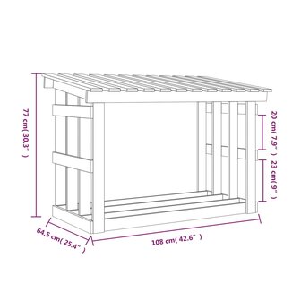 Haardhoutrek 108x64,5x77 cm massief grenenhout grijs 8