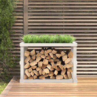 Houtblokhouder 108x52x74 cm massief grenenhout wit 3