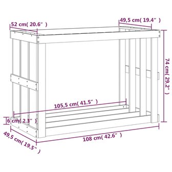 Houtblokhouder 108x52x74 cm massief grenenhout wit 9