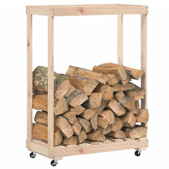 Houtblokhouder met wielen 76,5x40x108 cm massief grenenhout 3