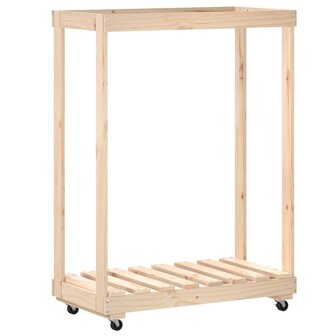 Houtblokhouder met wielen 76,5x40x108 cm massief grenenhout 6
