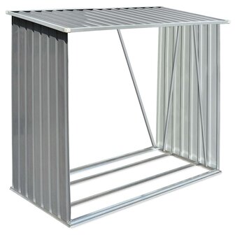 Haardhoutschuur 163x83x154 cm gegalvaniseerd staal grijs 2