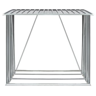 Haardhoutschuur 163x83x154 cm gegalvaniseerd staal grijs 3