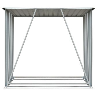 Haardhoutschuur 163x83x154 cm gegalvaniseerd staal grijs 4