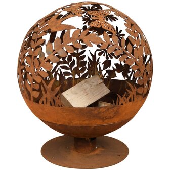 Esschert Design Vuurkorf lasergesneden bloemen roestkleurig FF294 3