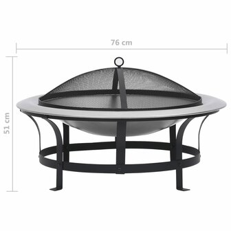 Tuinvuurplaats met grill 76 cm roestvrij staal 11